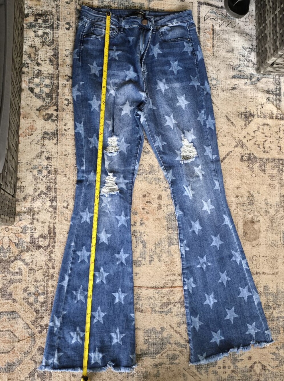 Women's Star-Print Flare Jeans - Blue 32